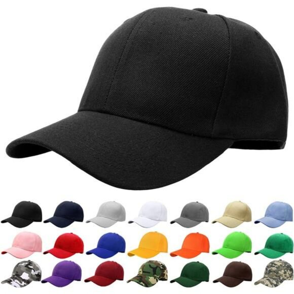 Black Baseball Cap Adjustable Hat for Running Sports Outdoor Workout Men - Picture 1 of 7